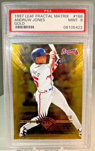 Tarjeta de novato Andruw Jones 1997 Leaf Fractal Matrix #168 *ORO* Braves RC PSA 9 - Imagen 1 de 3