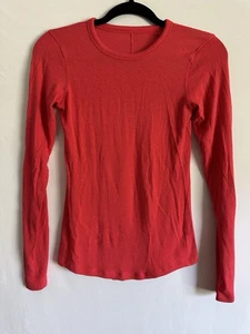 Lululemon Damen Geripptes Langarmshirt Rundhals Rot - Bild 1 von 6
