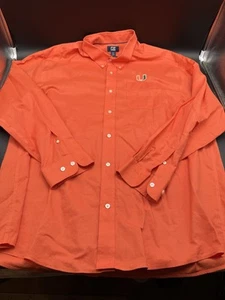 Miami Hurricanes Mens XXXL Cutter & Buck Orange Long Sleeve Button-Up 3XL - Picture 1 of 10