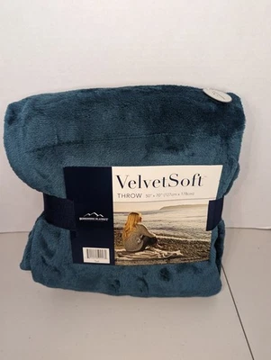 Berkshire Blanket Velvet Soft  Throw 50" x 70" Dark Teal - Image 1 of 2
