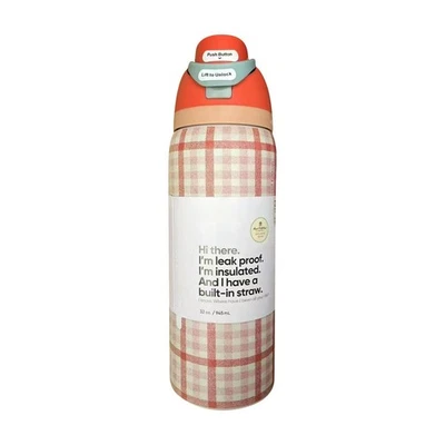 Owala FreeSip Stainless Steel Water Bottle / 32oz / Color: Grid Orange NEW - Image 1 of 2