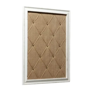 Antique White Linen Fabric Pin Board, 21"×27" Message Board Wall Decor, Burla... - Picture 1 of 7