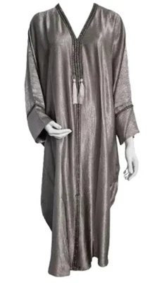 *SS26* Qualidade Feminina Premium Cetim Esmagado Frasha Abaya Pedra Diamante Tamanho 54 - Imagem 1 de 3