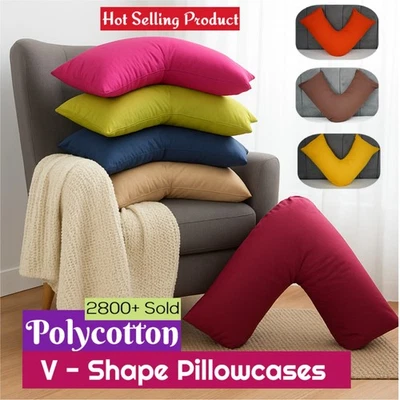 V Shape PILLOWCASES Nursing Pregnancy Orthopaedic Back Support Polycotton Covers - Image 1 of 2