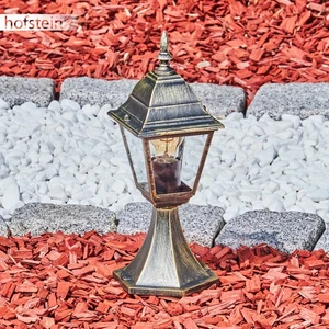 HOFSTEIN Quartucciu Sockelleuchte Außenlampe Metall/Glas Braun-Goldfarben/Klar - Bild 1 von 10