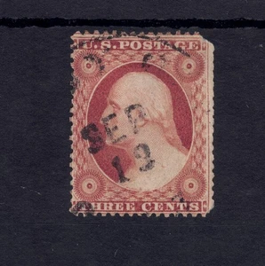 US Scott # 25 TYPE I, USED / F - VF 3¢ Washington! SCV $190.00 - Picture 1 of 2