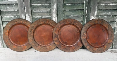 Juego de 4 platos cargadores Better Homes & Garden imitación cobre antiguo hojas de caída Foto 1 de 4