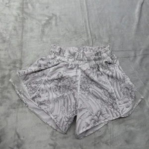Lululemon Shorts Womens 2 Gray Floral Tall Hotty Hot Mesh Pocket Zipper Lined - Picture 1 of 9