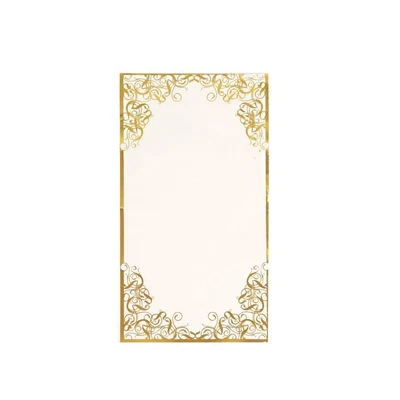 50 White Soft Dinner Paper Napkins with Gold Foil Lace Design Centerpieces - Image 1 of 4