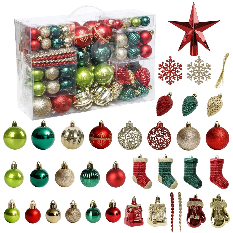 Christmas Tree Ornament 132pcs Decoration Set Red 132 Pack