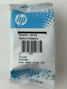Original HP 63 Tri-Color Tintenpatrone F6U61A OEM versiegelte Folientasche - Bild 1 von 4