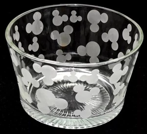 Mickey Mouse Icon Head Etched Glass Serving Bowl by Disney - Picture 1 of 5