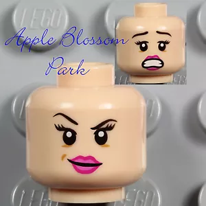 LEGO Light Flesh TESTA MINIFIG DONNA - Ragazza Rosa Labbra Rosso Harrington Leia Smile - Foto 1 di 1