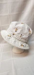 J. CREW Ananas Fischerhut Strand Damen / Unisex M/L 100% Baumwolle weiß süß - Bild 1 von 12