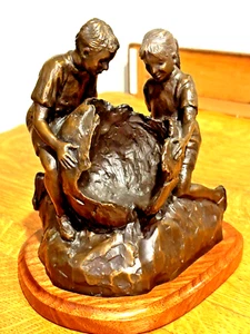 Herb Mignery Bronze sculpture Young Boy/Girl Exploring Cowboy Artist of America - Picture 1 of 16