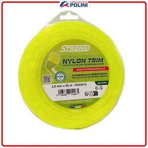 SABART STRONG FILO QUADRO 3 mm X 50 m IN NYLON PER DECESPUGLIATORE TAGLIAERBA - Foto 1 di 1
