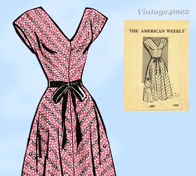 1950s Vintage American Weekly Sewing Pattern 3887 Uncut Misses Afternoon Dress 3 - Image 1 of 4