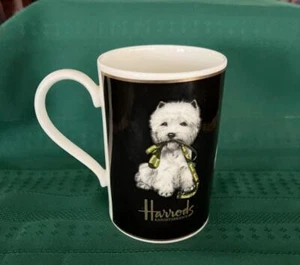Harrods Coffee Tea Mug West Highland Terrier Black/White/Gold Scotland - Picture 1 of 8