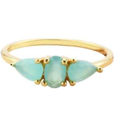 Oval Cut Green Zircon Band Women's Yellow Gold Filled Engagement Ring Size 5-10 - Image 1 of 4