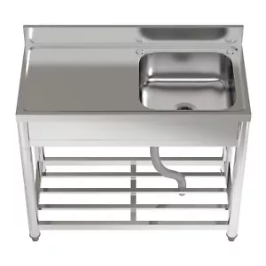 Freistehende Edelstahl Spültisch Gastro 1 Becken 100×50cm Gewerbliche Spülbecken - Bild 1 von 9