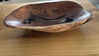 VTG Large Hand Carved Wooden Bowl Brutalist Organic Handmade Artisan OOAK 21x13” - Image 1 of 4