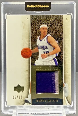 2005-06 UD Exquisite GOLD Mike Bibby 6/10 NM+ Game Used Hawks Patch #35-P cc17 - Image 1 of 2