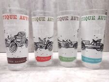 (4) Vintage Anchor Hocking ANTIQUE AUTOS Drinking Glasses