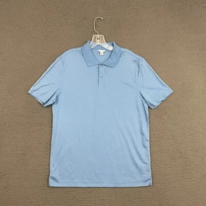 Calvin Klein Polo Shirt Mens Medium Blue Striped Cotton Knit Casual Preppy Dad - Picture 1 of 7