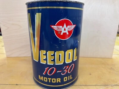 DE COLECCIÓN ~ VACÍO ~ VEEDOL 10-30 ~ ACEITE DE MOTOR DE 5 CUARTOS DE GALÓN PUEDE FALTAR TAPA SUPERIOR ~ ¡COLOR AUDAZ! Foto 1 de 4