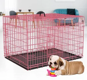 48" Dog Cage Large Dog Crate Foldable Wire Metal Pet Crate With Divider Panel - Picture 1 of 8