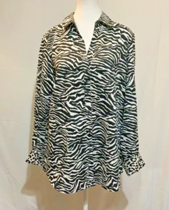 FOXCROFT- Women's Button Front Tunic/Blouse- Wrinkle Free- 100% Cotton- Size 14 - Picture 1 of 12