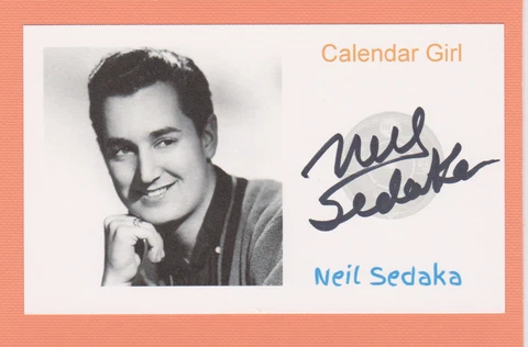 SIGNED NEIL SEDAKA 3X5 INDEX CARD - CALENDAR GIRL Cover