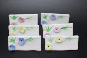 Juego de 6 Reposacuchillos Porcelana TARJETAS DE LUGAR Reutilizables Florales - Imagen 1 de 11