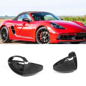 Dry Carbon Fibre Door Side Rearview Mirror Cover Trim For Porsche 718 982 16-21 - Picture 1 of 12