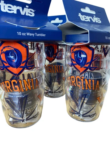 Three Tervis NCAA Virginia Cavaliers 10oz Classic Wavy Toddler Tumbler w Lid NEW Cover