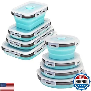8 Collapsible Food Storage Containers, Silicone Collapsible Food Storage Cont - Picture 1 of 5