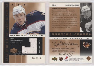 2002-03 Upper Deck Premier Collection Jerseys Bronze /299 Ilya Kovalchuk #PP-IK