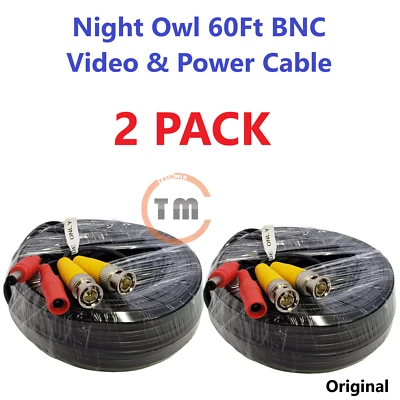 Night Owl 2 PACK 60Ft BNC Video & Power Cable for Night Owl Security Camera NEW™ - Image 1 of 4