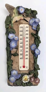 Hummingbird Wall Thermometer Indoor Outdoor Painted Resin Garden Theme EUC - Picture 1 of 6