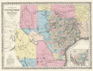 Mapa Histórico del Estado - Texas Parte de México - Desilver 1861 - 23 x 29,87 - Imagen 1 de 20