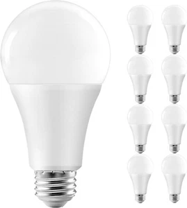 A21 LED Light Bulbs 80W Equivalent E26 Base 12W 1000LM Daylight 5000K 8-Pack - Picture 1 of 9