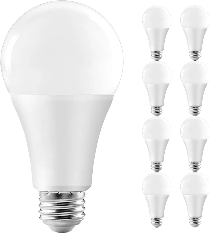A21 LED Light Bulbs 80W Equivalent E26 Base 12W 1000LM Daylight 5000K 8-Pack - Image 1 of 4