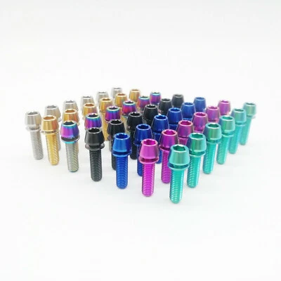 M5x18mm Titanium Ti Bike Stem Bolts Taper Head Bicycle Conical With Washers 6pcs - Image 1 of 4