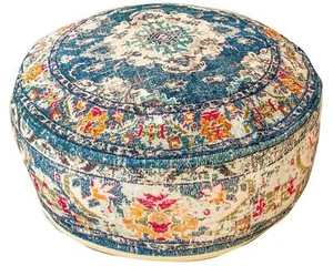 Moroccan Floor Pillow Cover Blue Round Floor Cushion Boho Room Décor Morocc - Picture 1 of 9