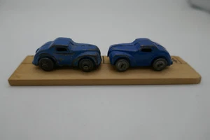 VINTAGE PAIR CAST METAL CARs Blue in Color Good Condition Barclays 1930's - Picture 1 of 5