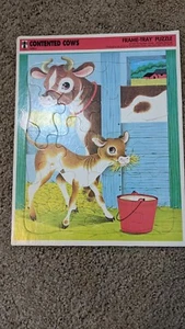 Vintage Contented cows Frame Tray Puzzle 1968 The Rainbow Works - Picture 1 of 4