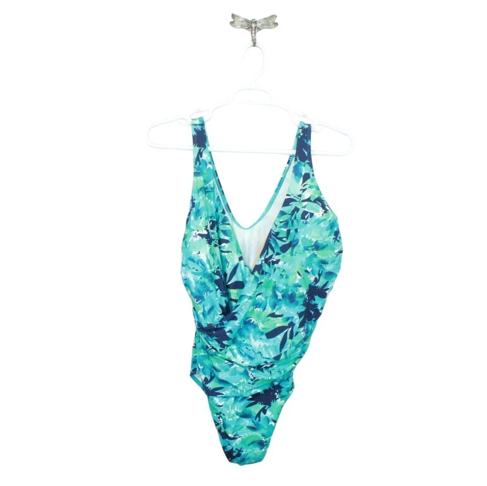 LL Bean Women's Shaping Swimwear Tanksuit Hot Coral Watercolor Floral Print 22W - Image 1 of 4