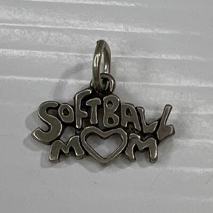 SJC 925 Sterling Silber Charm Anhänger Softball Mom College High School Sport - Bild 1 von 5