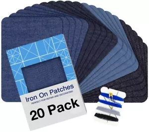 20 Stücke Jeans Bügelflicken 4 Größe 4 Farbe Jeansflicken Aufbügeln Stoffflicken - Bild 1 von 11