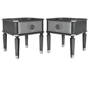 Home Square 2-Piece Furniture End Table Set in Charcoal & Pearl White Finish - Picture 1 of 7